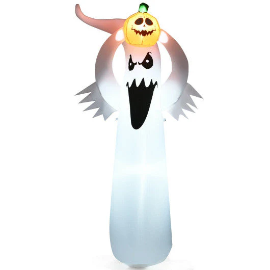 6 Feet Halloween Inflatable Blow Up Ghost With Pumpkin and LED Lights - Kaedas
