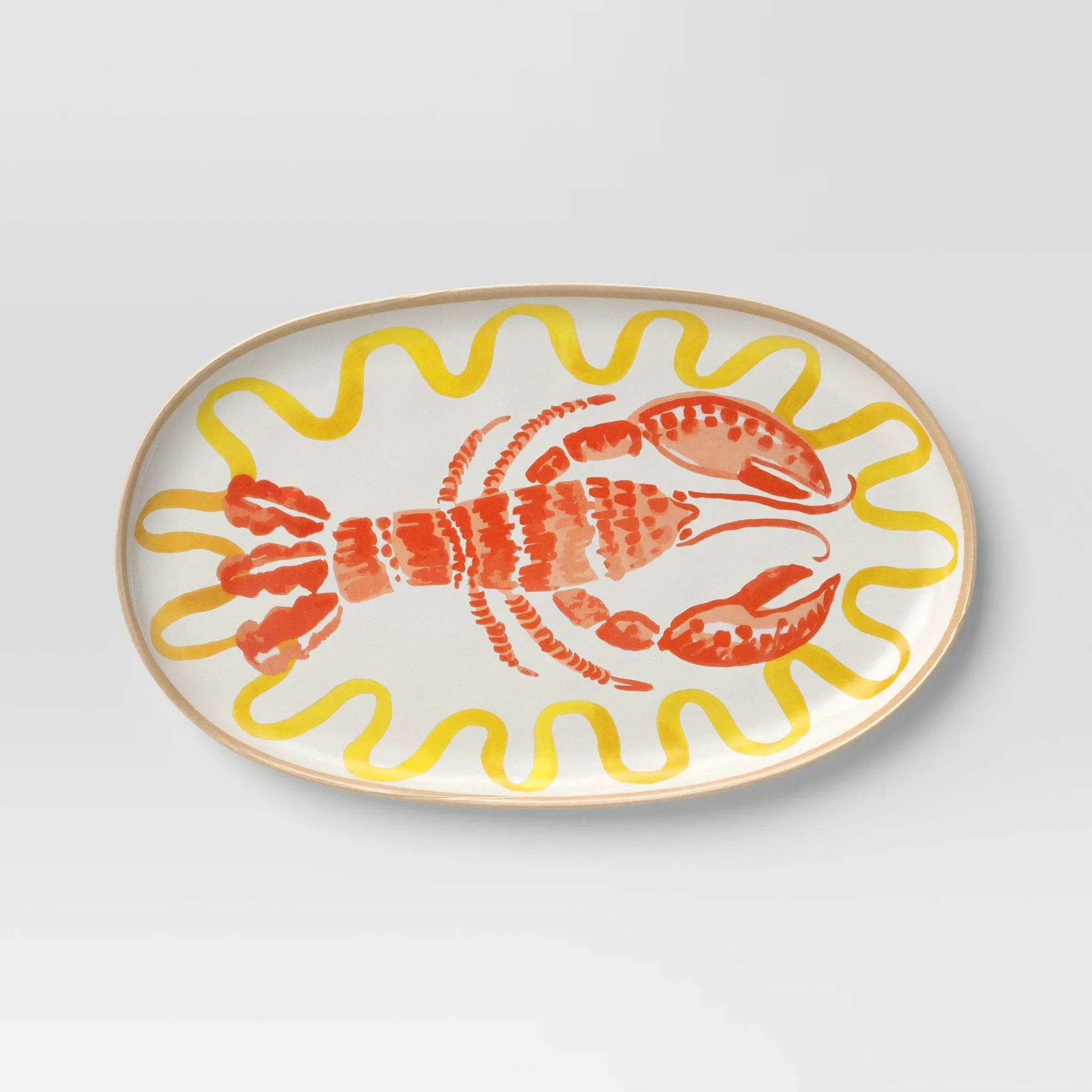 Coastal 16-Inch Oval Lobster Serving Platter - Orange - Kaedas