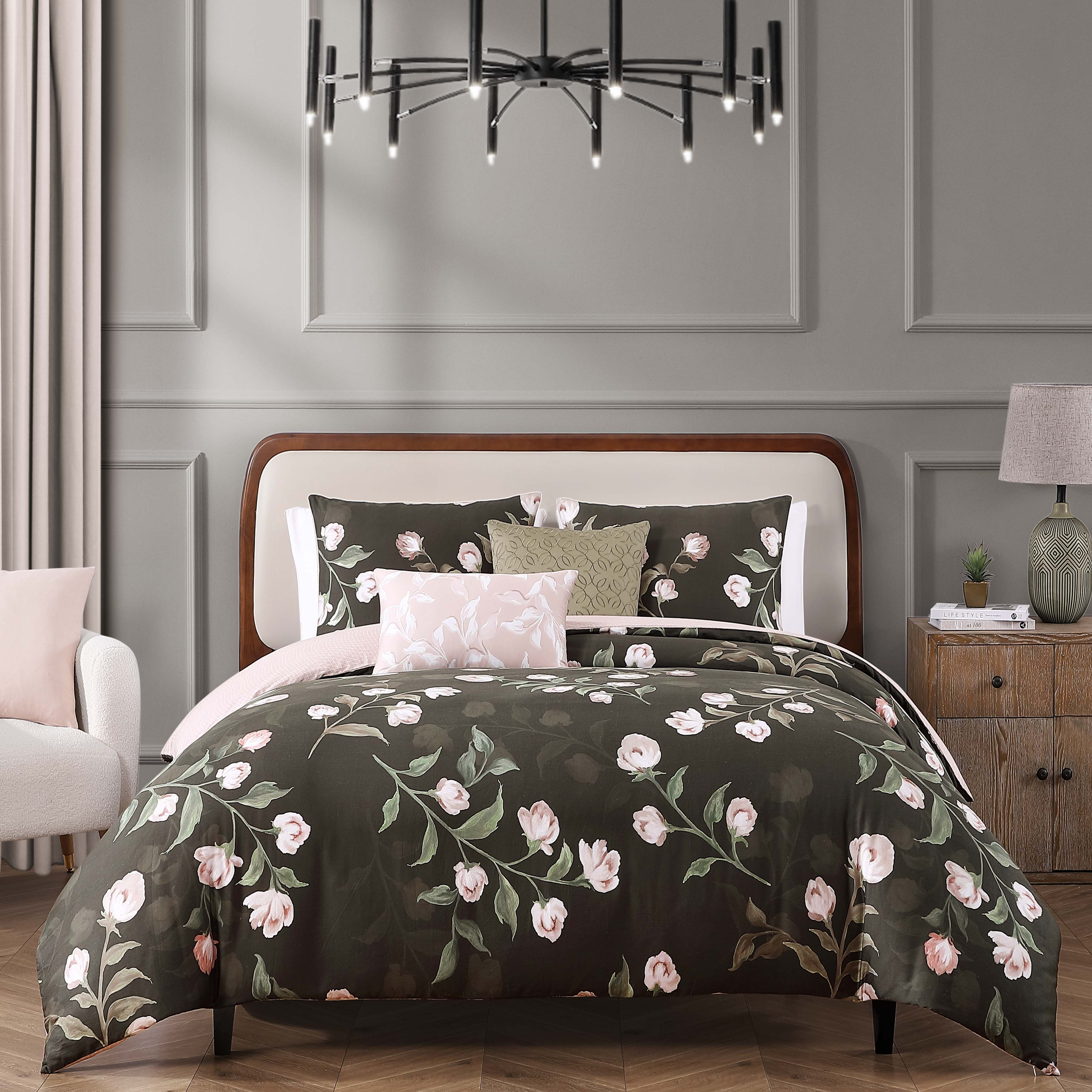 Bebejan Jasmine Flowers 5 Piece Reversible Comforter Set - Kaedas