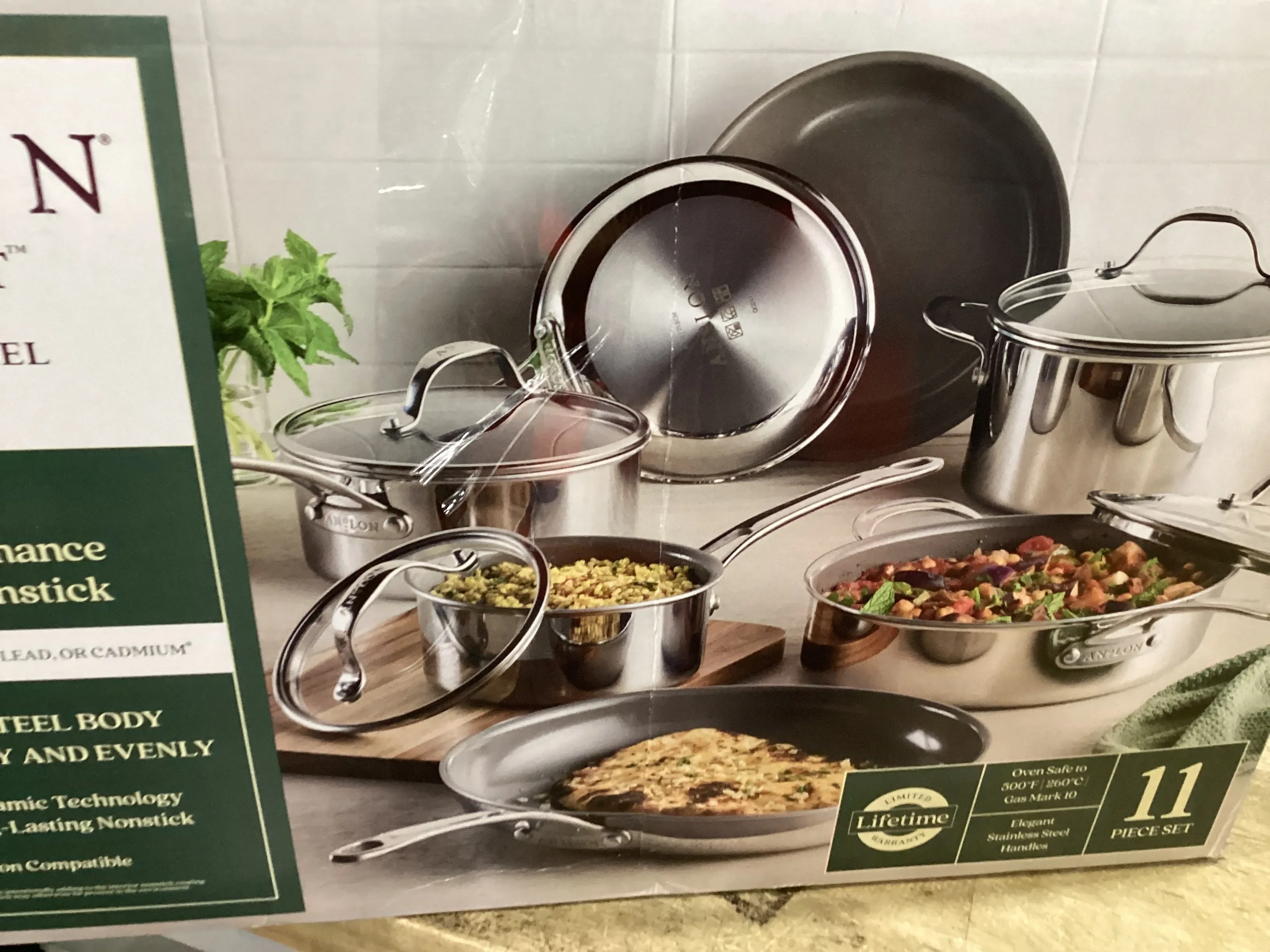 Anolon EverLast Stainless Steel Ceramic Nonstick 11-Piece Cookware Set - Kaedas