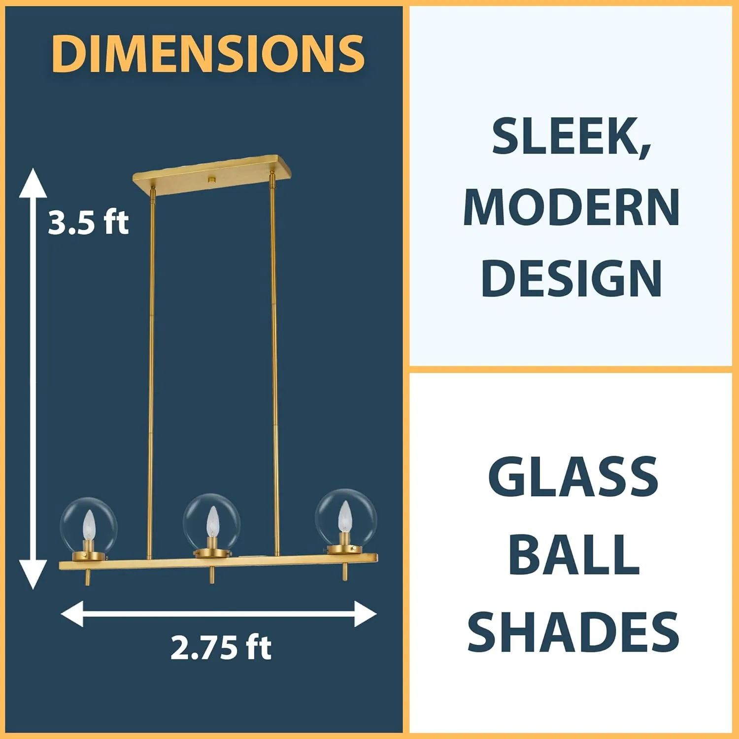 Odessa Modern Brushed Brass 3-Light Pendant - Kaedas