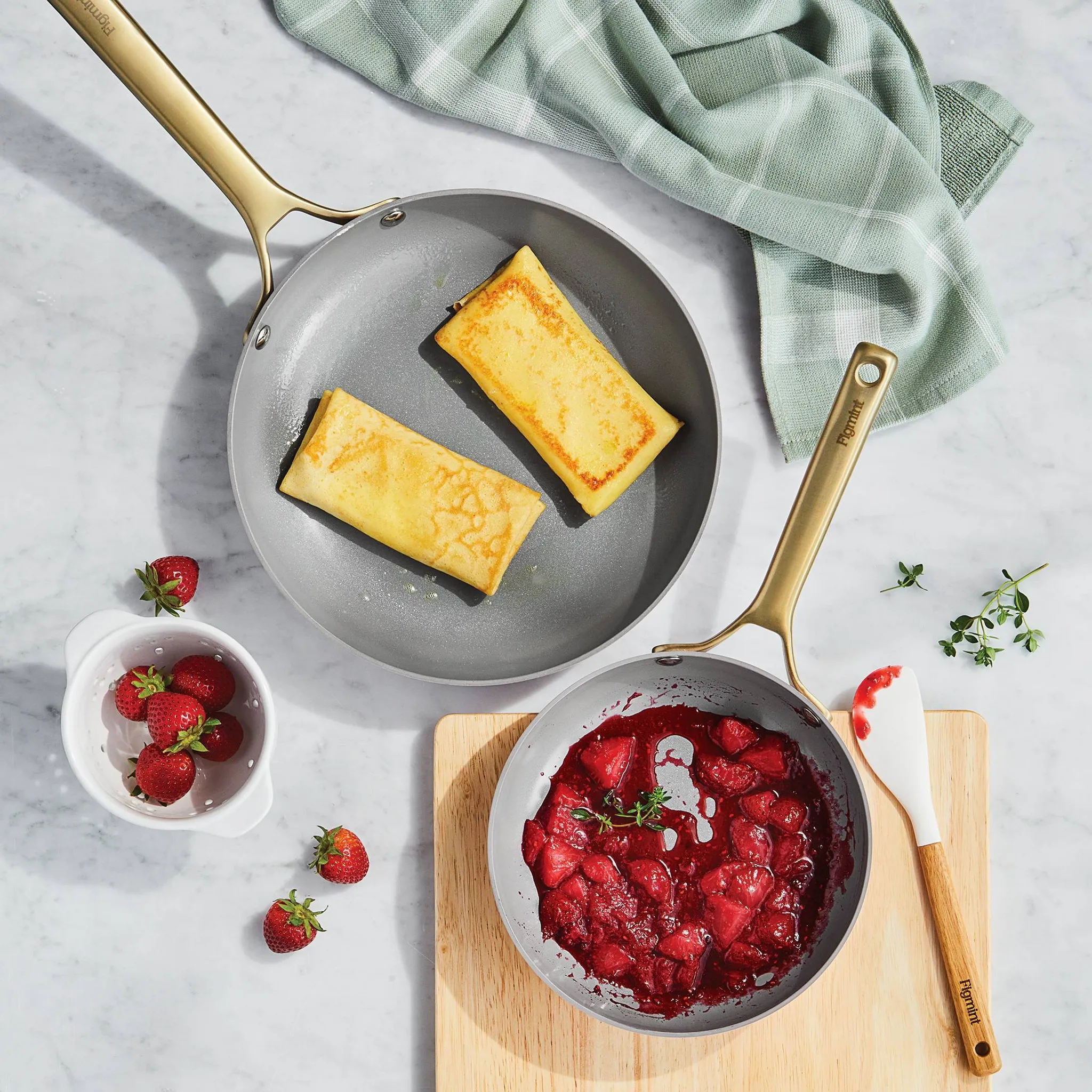 2pk Nonstick Ceramic Coated Aluminum Frying Pan Set with Champagne Handles Lavender - ™ - Kaedas