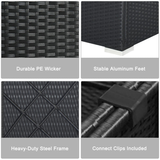 7 Pieces Sectional Wicker Furniture Sofa Set With Tempered Glass Top-White & Navy - Kaedas