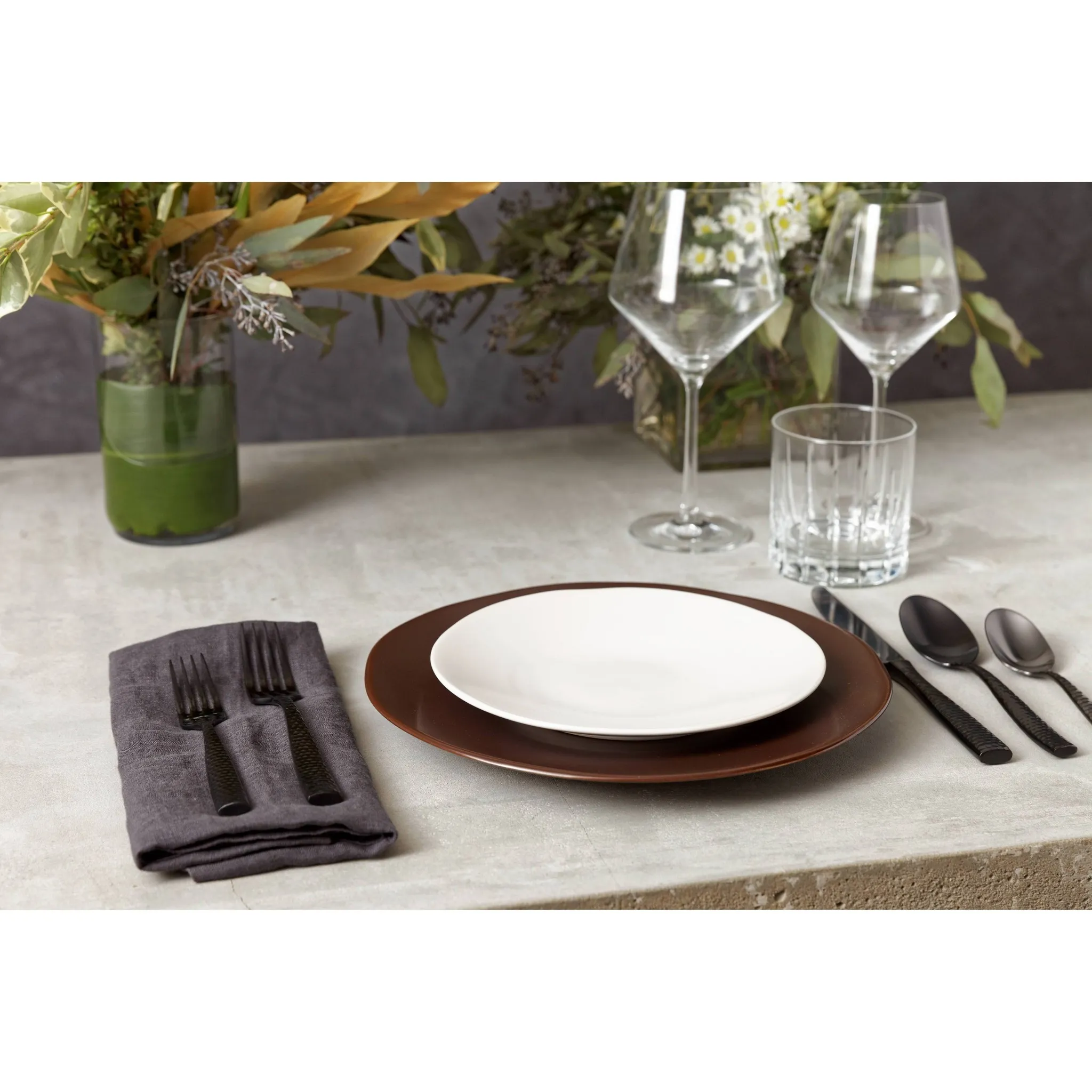 Tableware Solutions 5pc Lucca Faceted Brushed Flatware Set - Kaedas