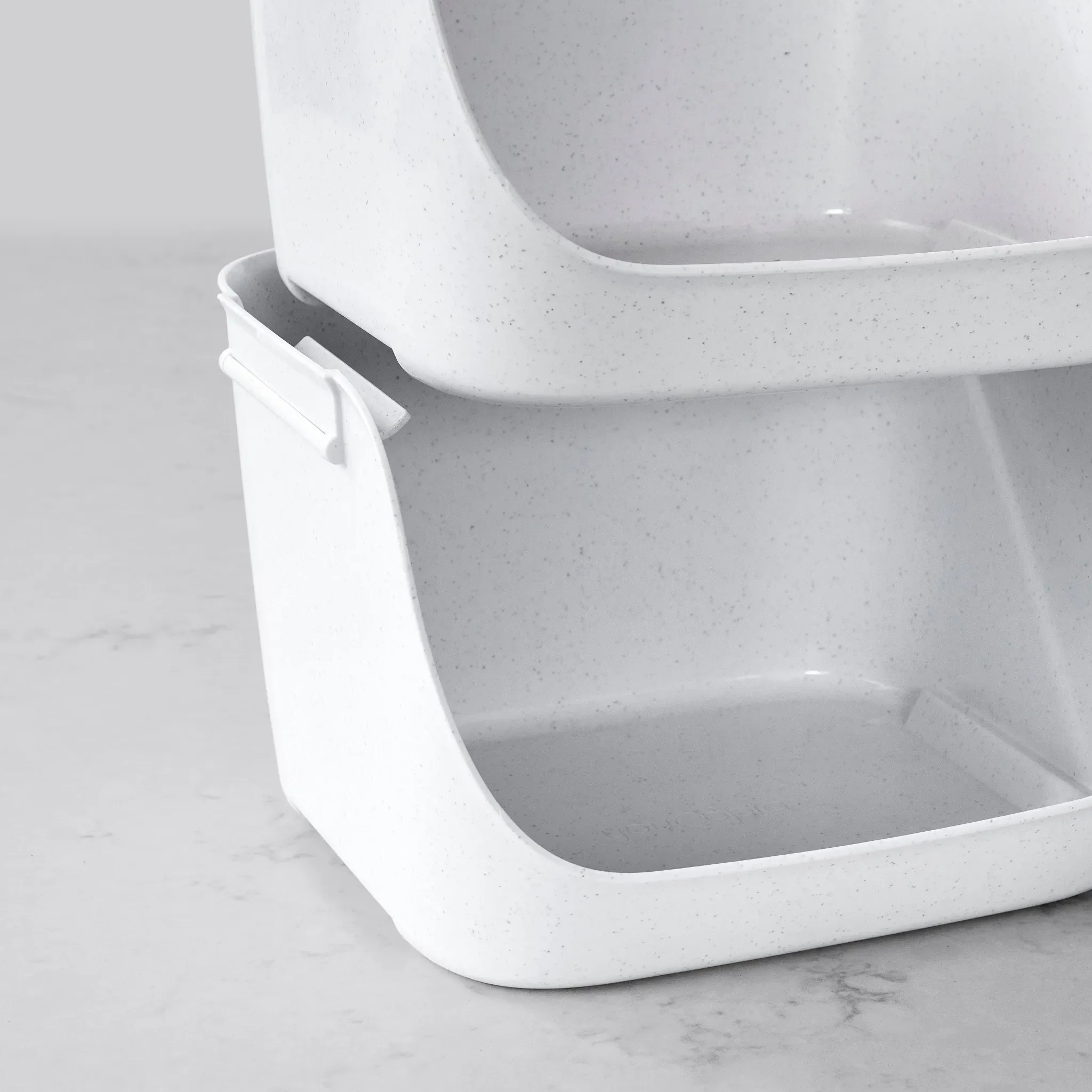 Recycled Plastic Stacking Pantry Bins - Speckled White - Kaedas