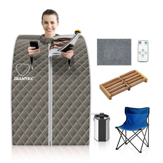 Portable Personal Steam Sauna Spa With 3L Blast-Proof Steamer Chair-Gray - Kaedas
