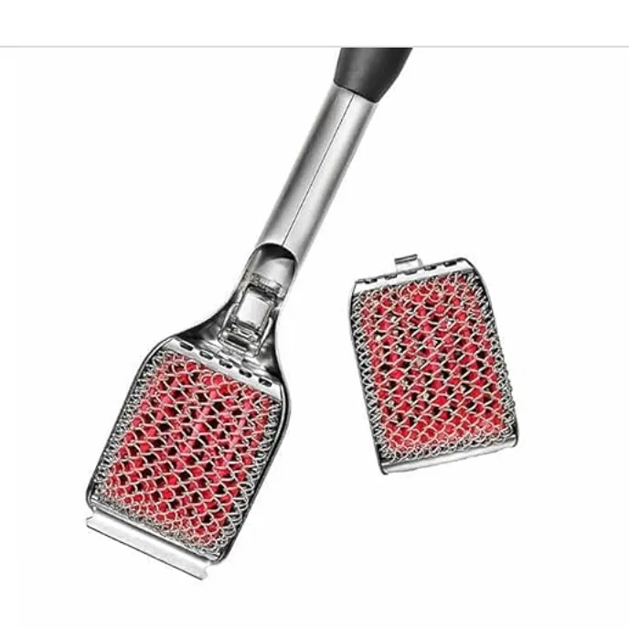 SoftWorks Coiled Grill Brush with Replaceable Head (Stainless Steel, Silicone) - Kaedas