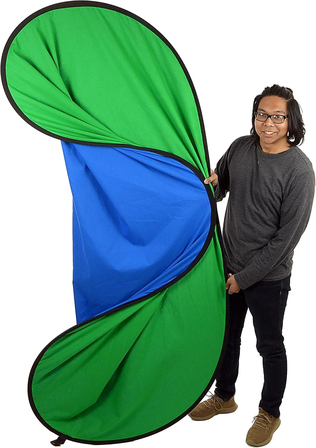Fotodiox 5'x7' Collapsible Chromakey Green + Blue 2-in-1 Background, Backdrop kit w/Stand Support Green + Blue 5x7in - Kaedas