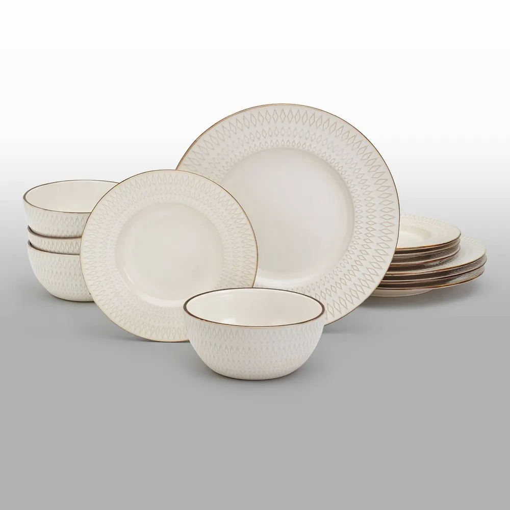Tabletops Unlimited Taylor 12-pc. Stoneware Dinnerware Set, One Size, Beige - Kaedas