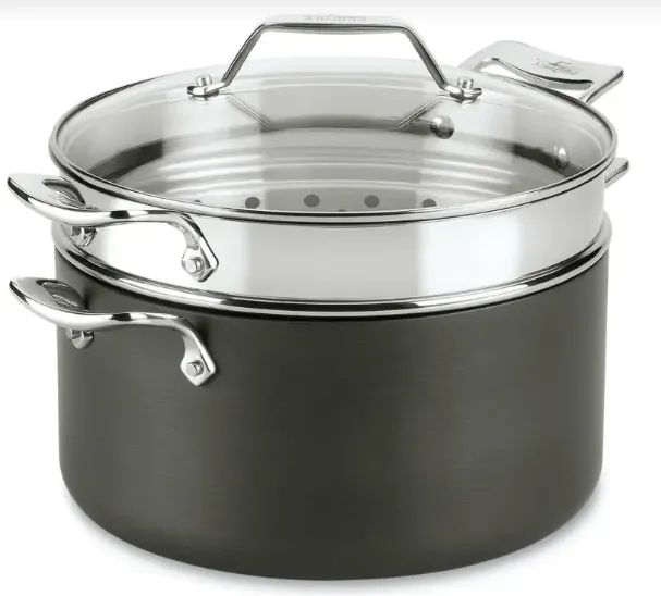 Cookware Essential Nonstick Hard Anodized with Glass Lid 7 QT Stockpot - Kaedas
