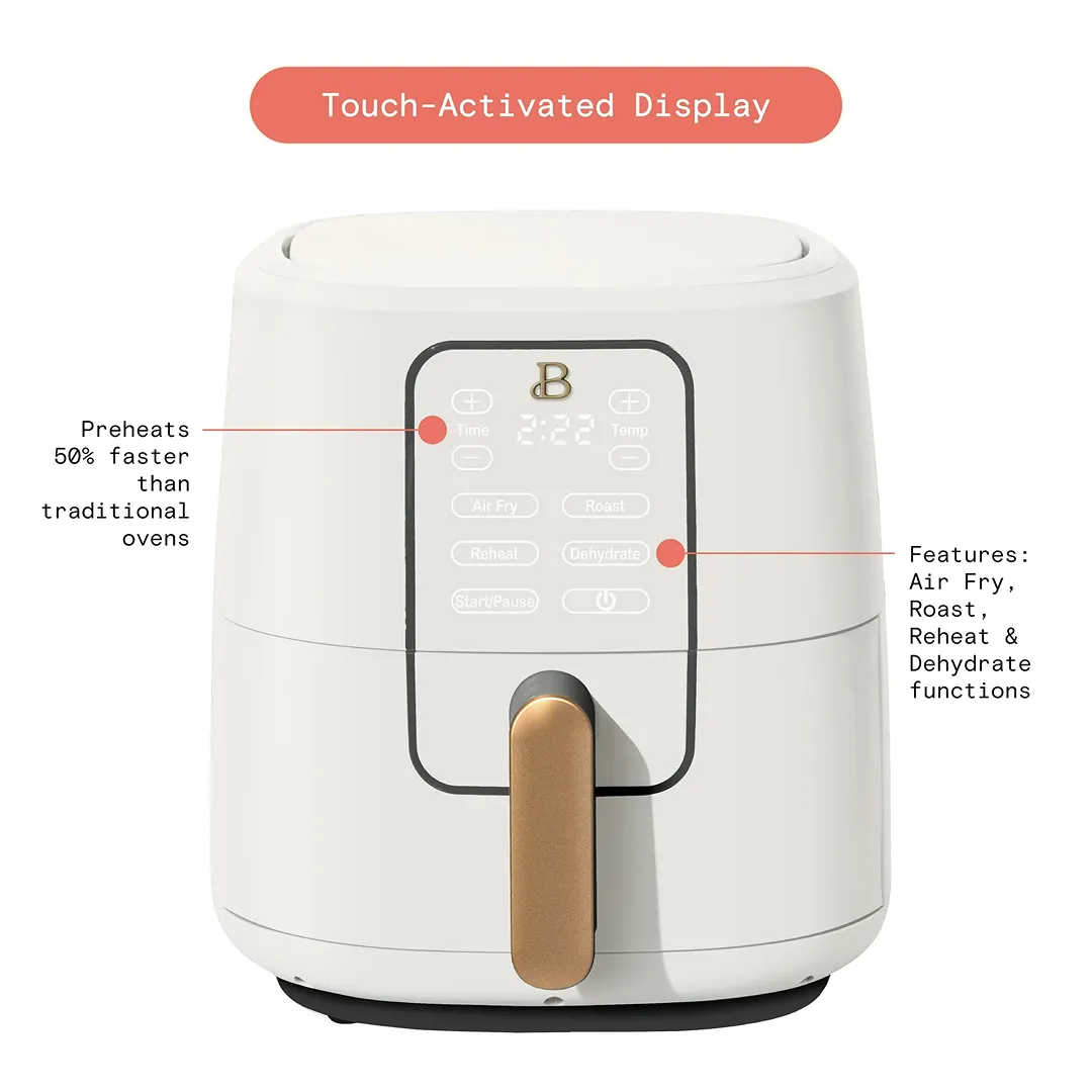 6 Qt Air Fryer with TurboCrisp Technology and Touch-Activated Display, White Icing by Drew Barrymore - Kaedas