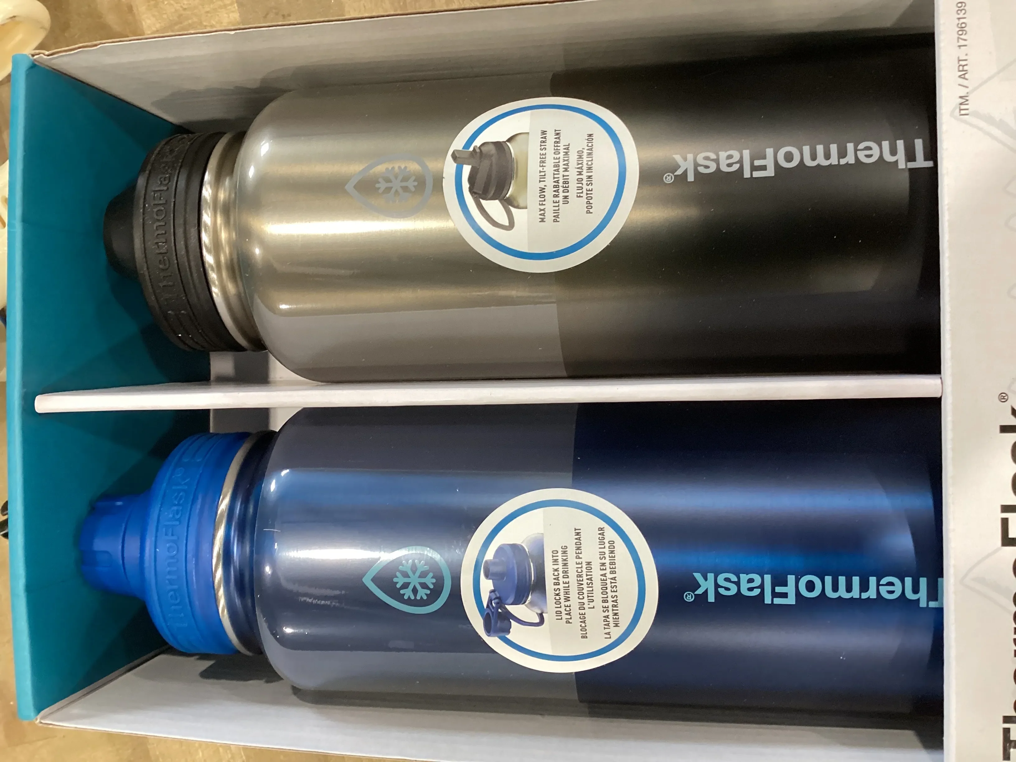 Stainless Steel Water Bottle 40 Oz 2-Pack (Silver/Blue Brushed) - Kaedas