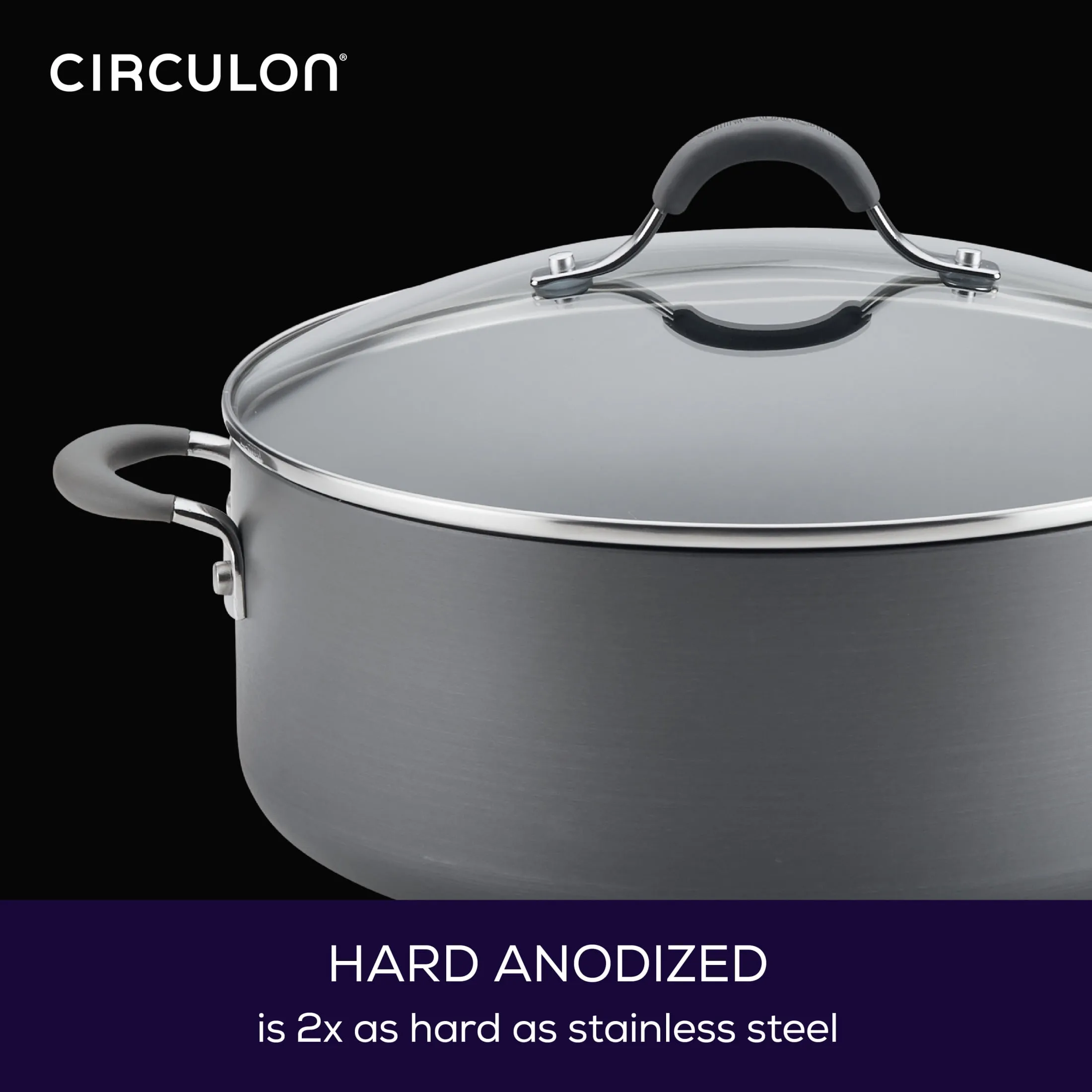 Hard-Anodized Nonstick Wide Stockpot - Gray - Kaedas