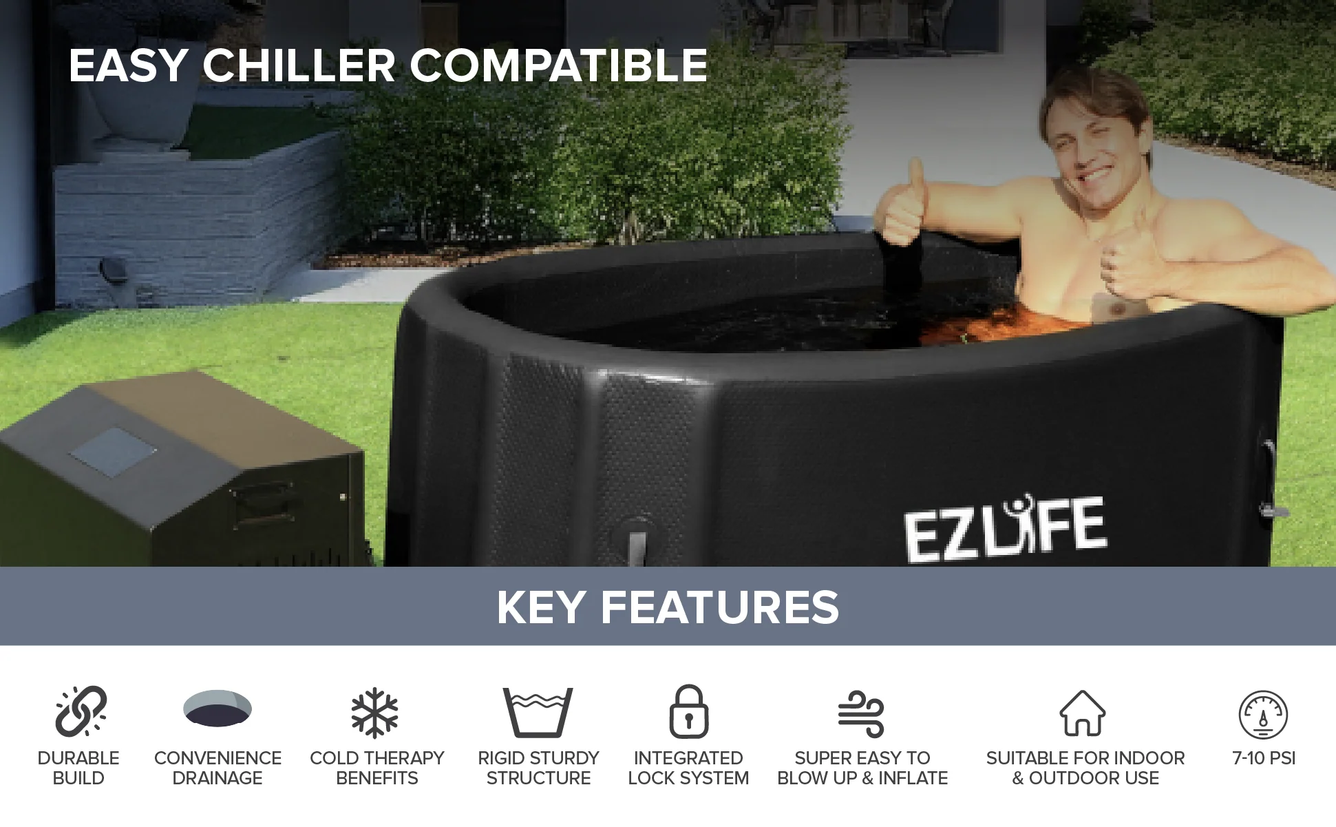 EZLIFE Oval Inflatable Cold Plunge W/ 1HP Chiller - Kaedas