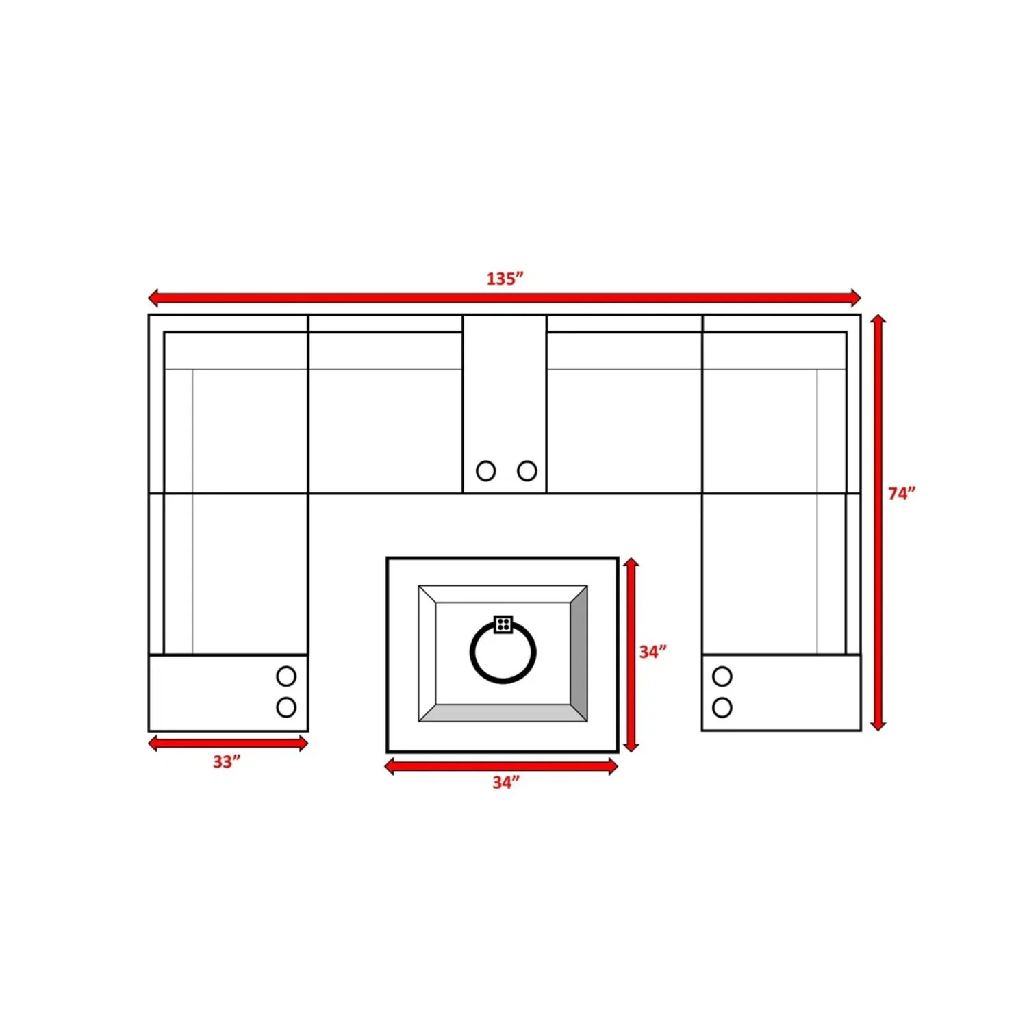 Patio Seating Set With Cushions and Fire Pit - Brown - Kaedas