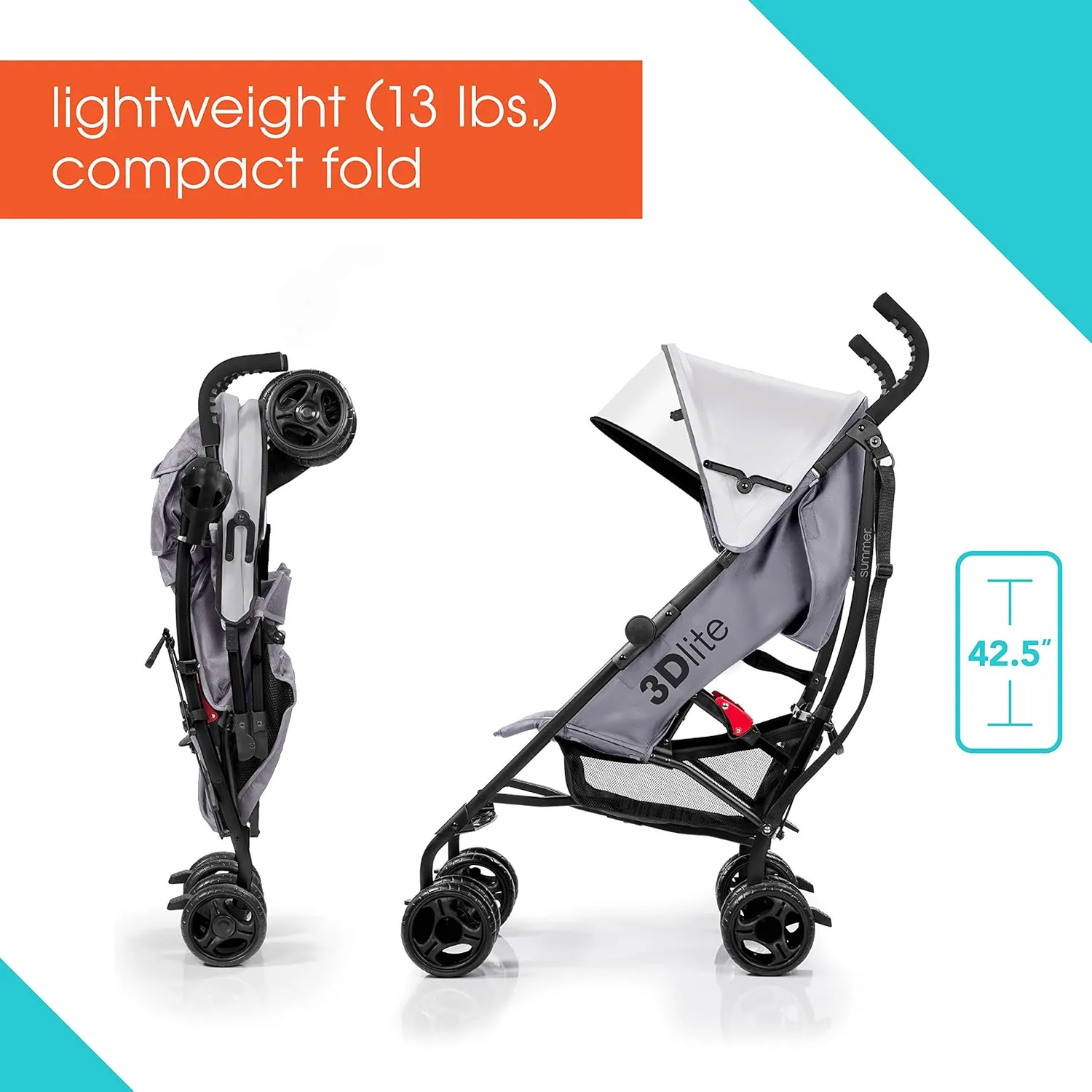 Summer Infant 3Dlite Convenience Stroller - Gray - Kaedas