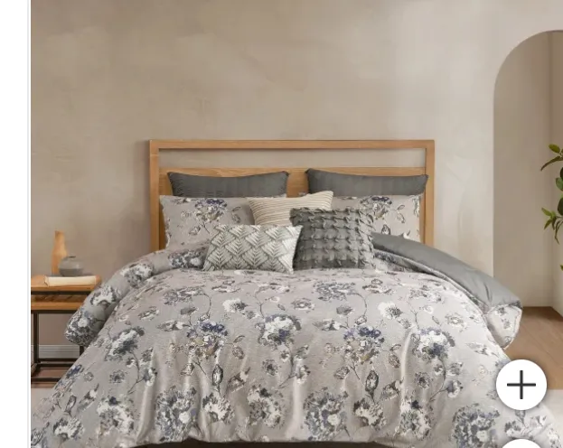 8-Piece Comforter Set Queen - Grey - Kaedas