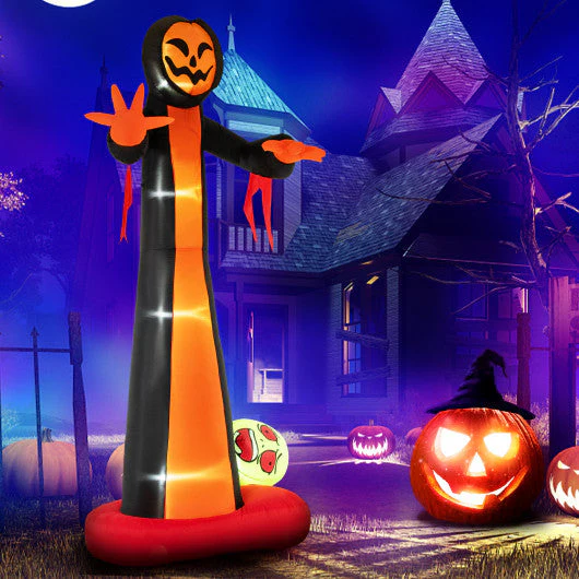12 Feet Inflatable Grim Reaper Ghost With Built-in LED Lights and Scary Skull - Kaedas