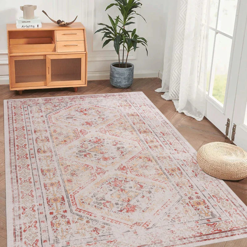 9x12 Large Washable Low-Pile Non-Slip Non-Shedding Area Rug,  Beige - Kaedas