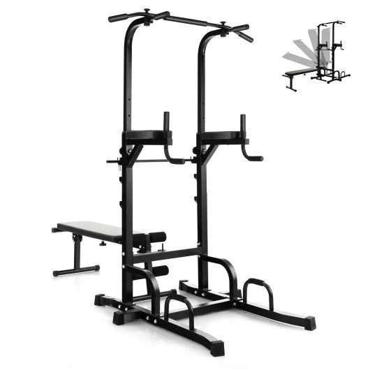 Power Tower Pull Up Bar Stand With Adjustable Heights and Bench - Kaedas