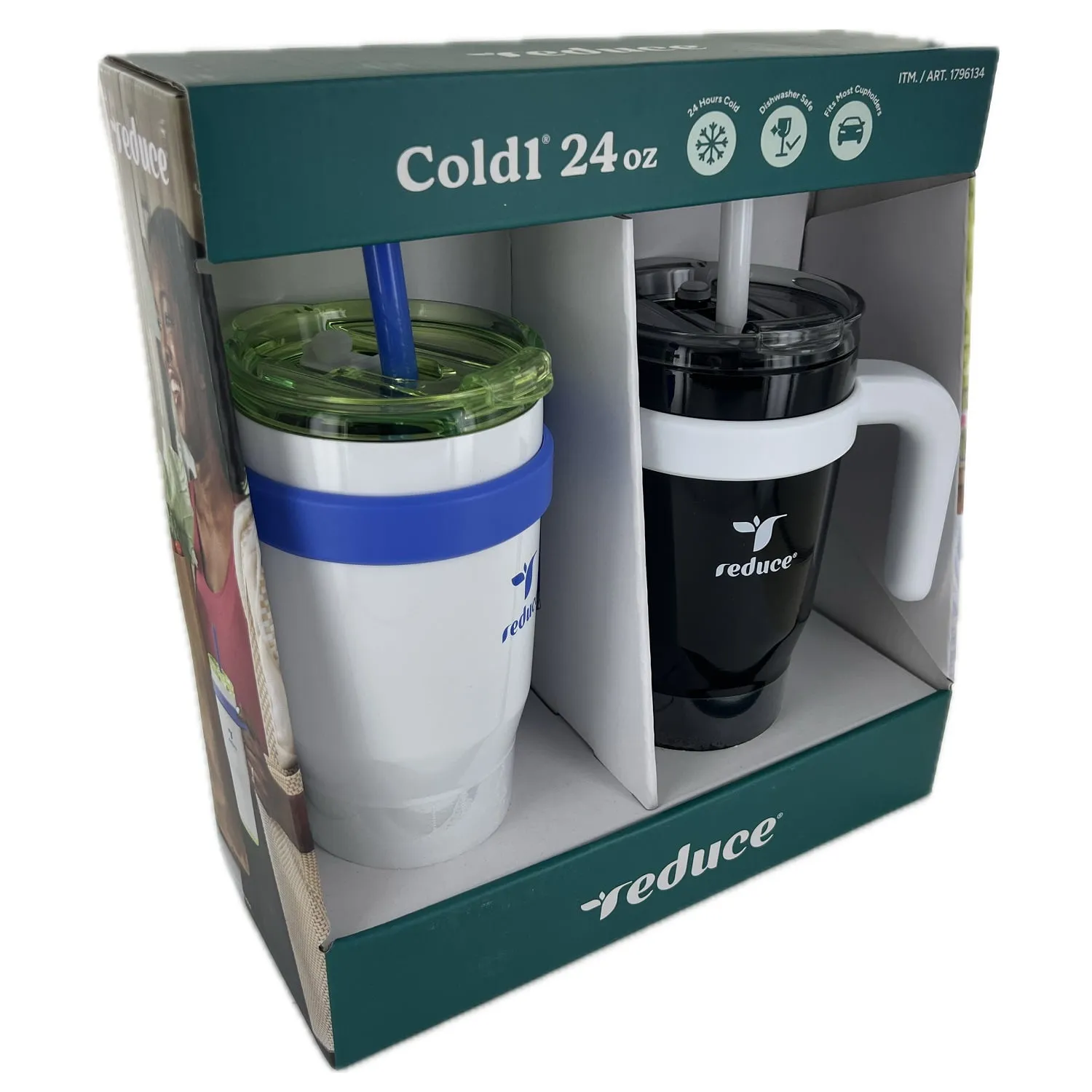 Reduce Cold1 24 Fluid Ounce Mug, 2 Pack (White/Black) - Kaedas