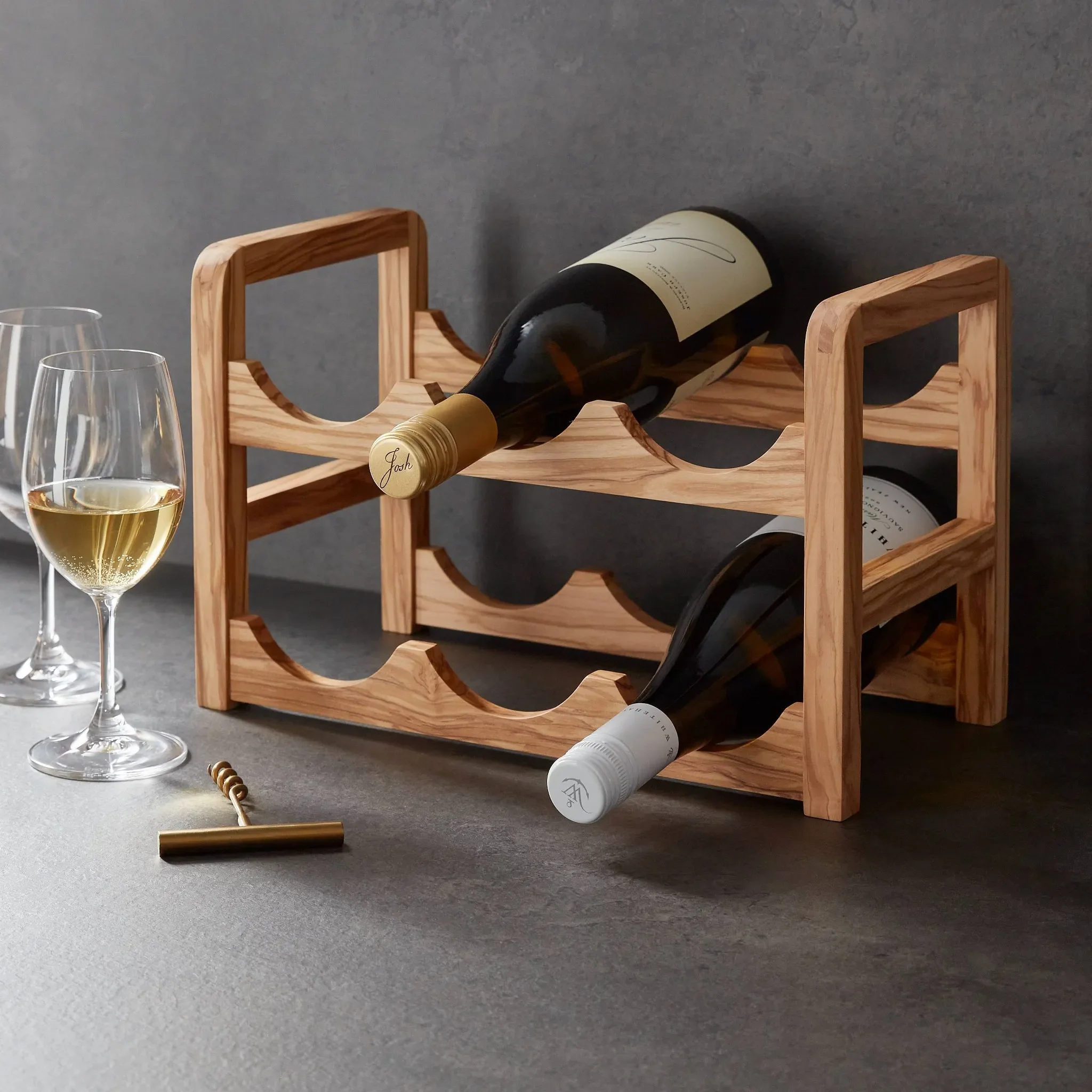 6 Bottles Olivewood Wine Rack Brown - Kaedas