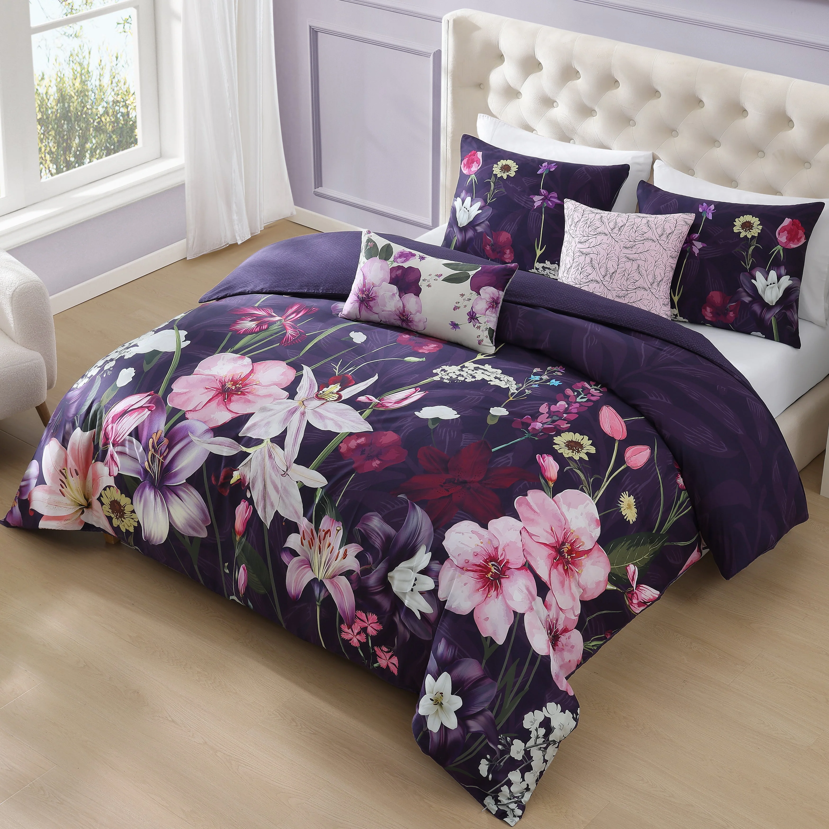 Bebejan Morning Glory 5 Piece Reversible Comforter Set - Kaedas