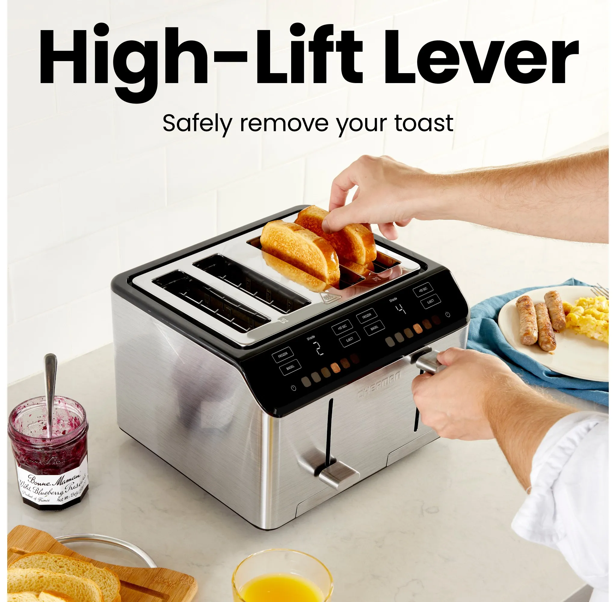 Smart Touch™ 4 Slice Digital Toaster with 6 Touchscreen Shade Settings – Stainless Steel - Kaedas