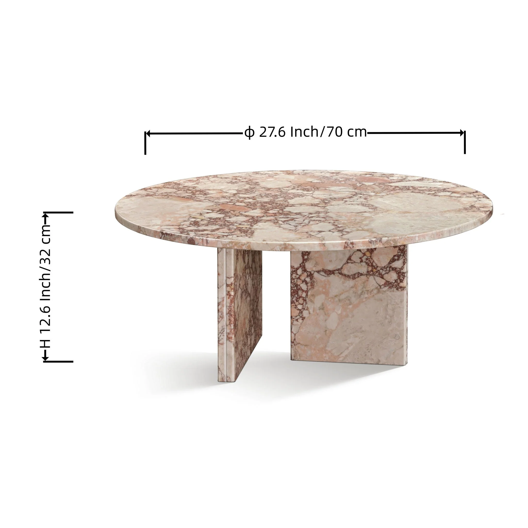 Diamond - Marble Coffee Table With Polished Surface for Living Room - Pink - Kaedas