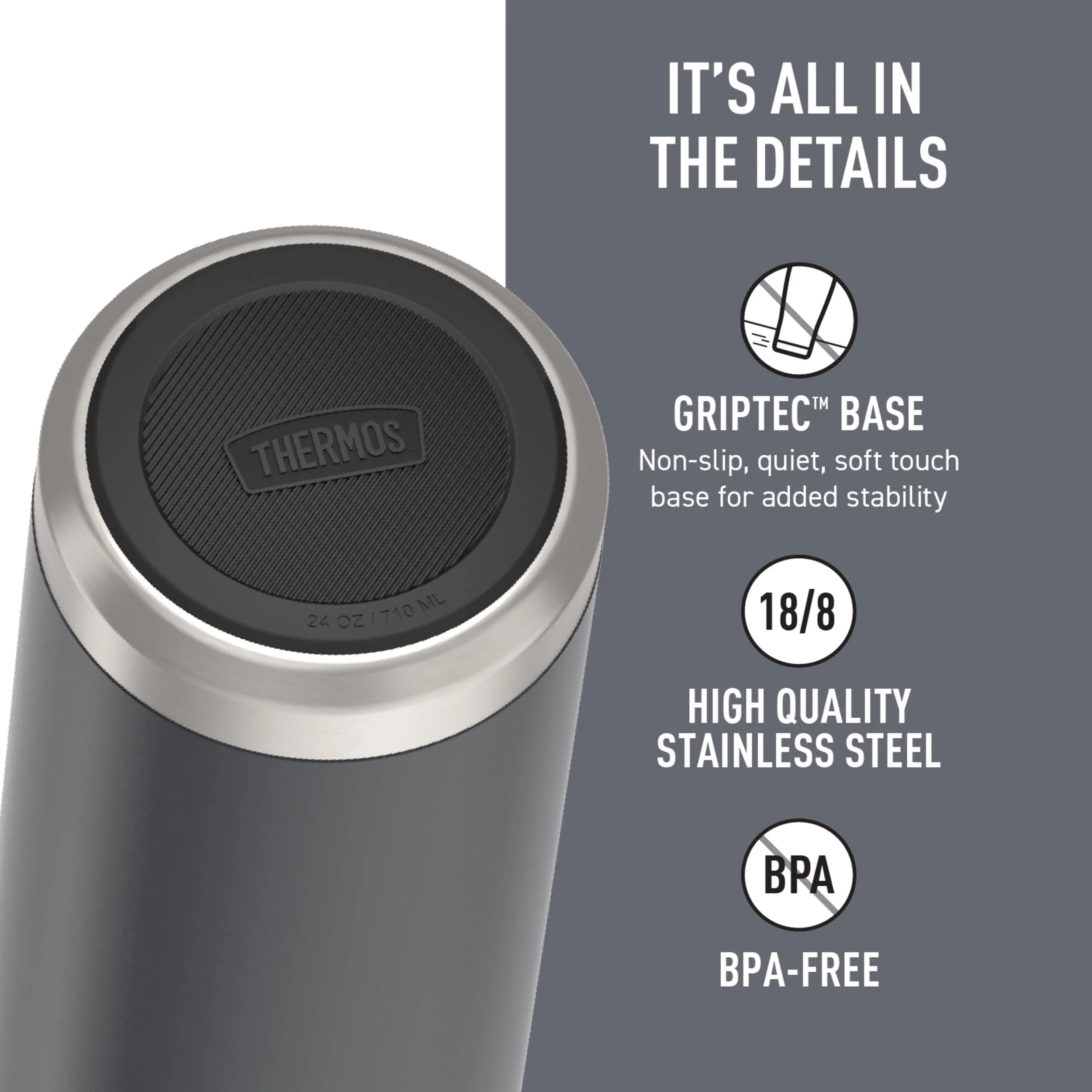Thermos Icon Series Stainless Steel Vacuum Insulated Water Bottle with Spout - Graphite, 24oz - Kaedas