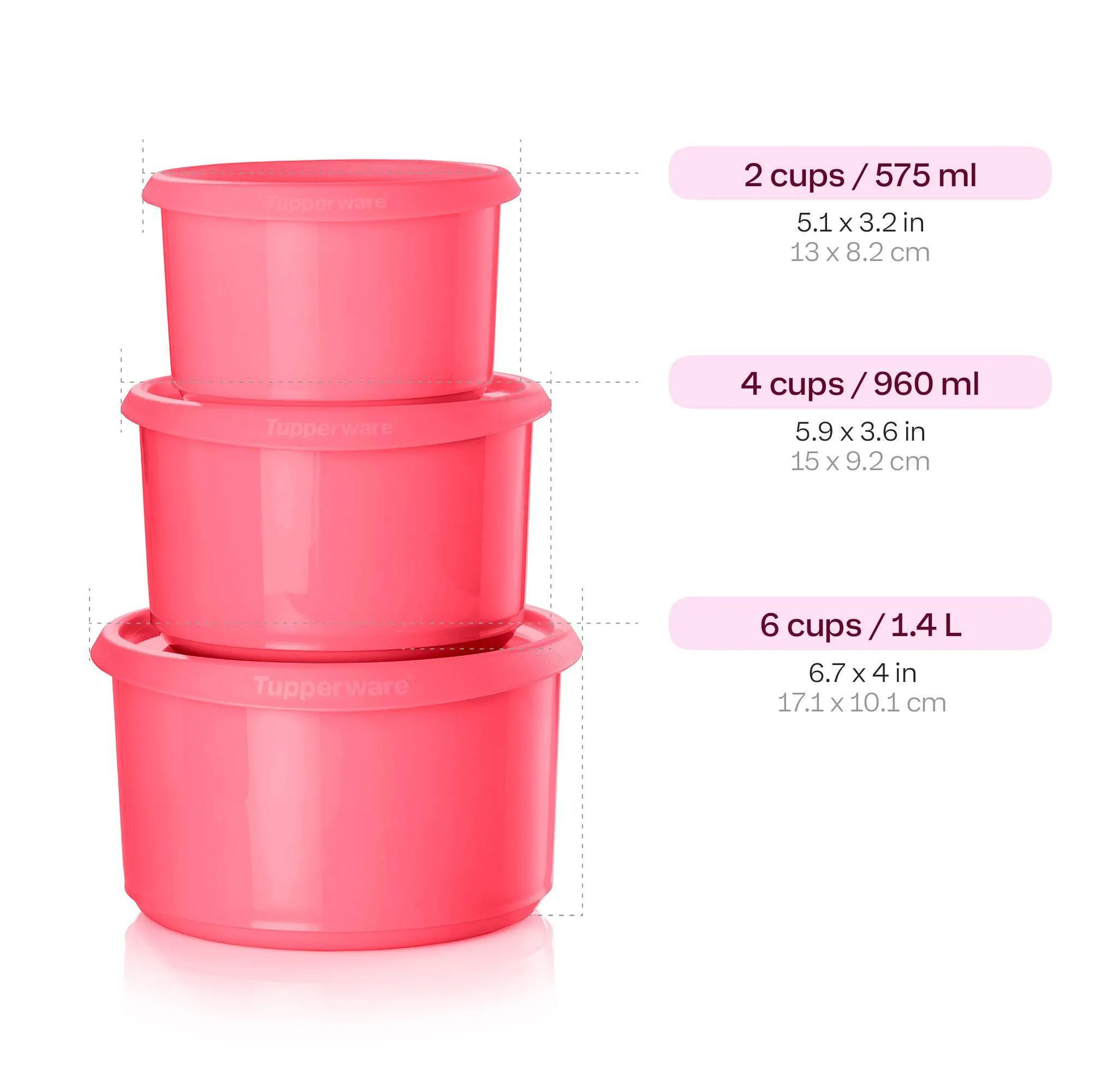 6pc (set of 3) Serve and Store Food Storage Canister Set Pink - Kaedas