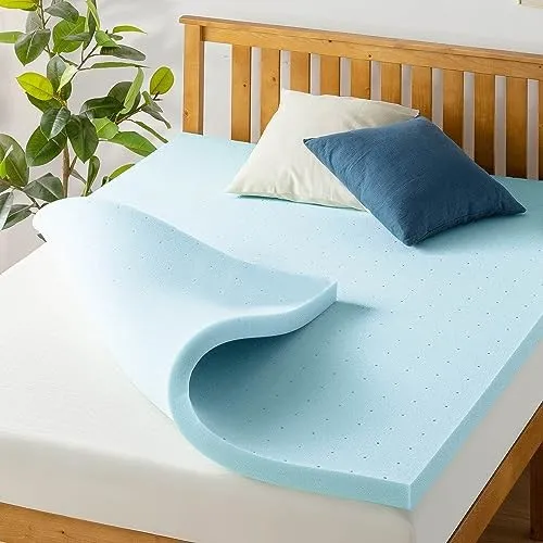 Best Price Mattress 2 Inch Ventilated Memory Foam Mattress Topper, Cooling Gel Infusion, Twin XL Blue - Kaedas