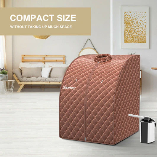 Portable Personal Steam Sauna Spa With 3L Blast-Proof Steamer Chair-Coffee - Kaedas