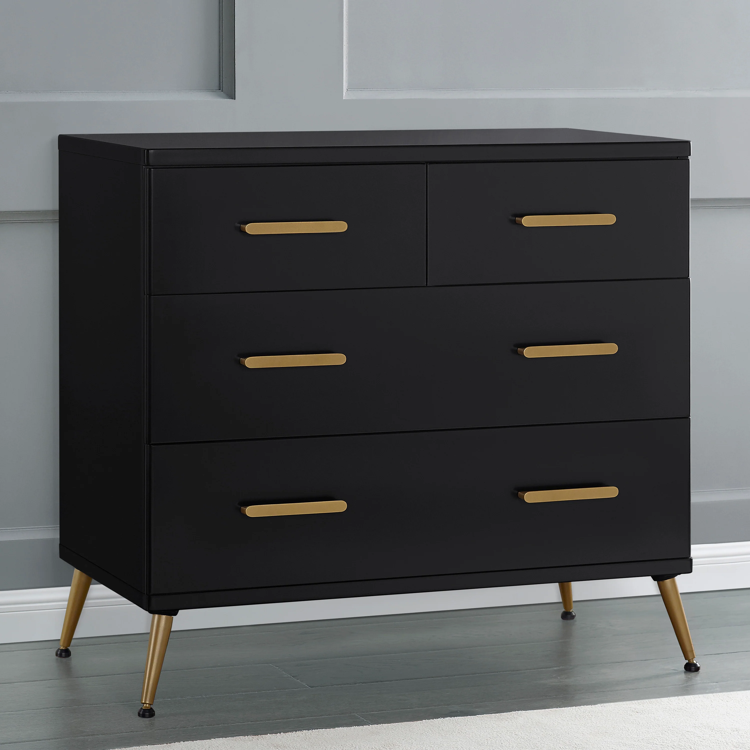 Sloane 4 Drawer Dresser With Changing Top and Interlocking Drawers - Ebony with Melted Bronze - Kaedas