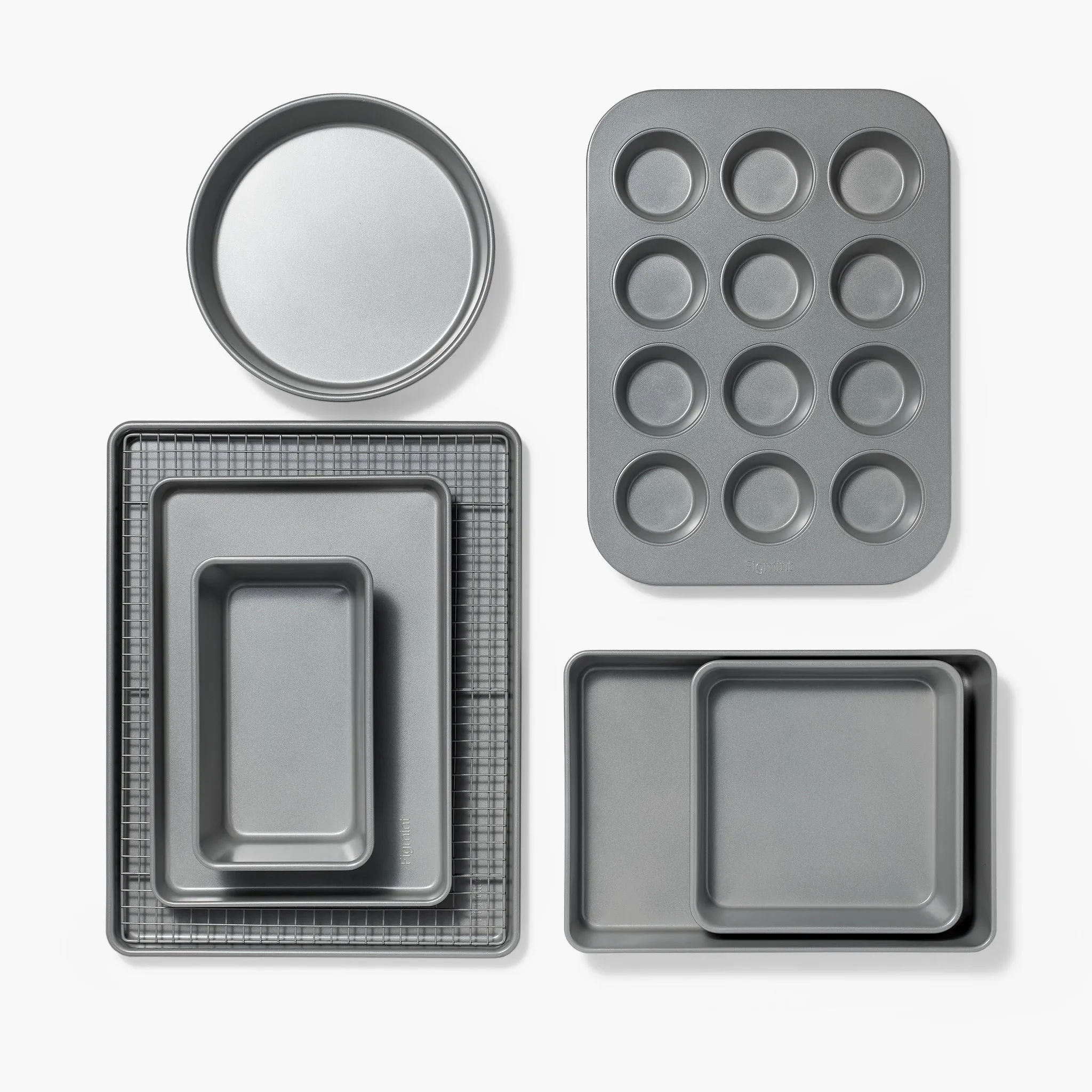 8pc Nonstick Bakeware Set- Gray - Kaedas