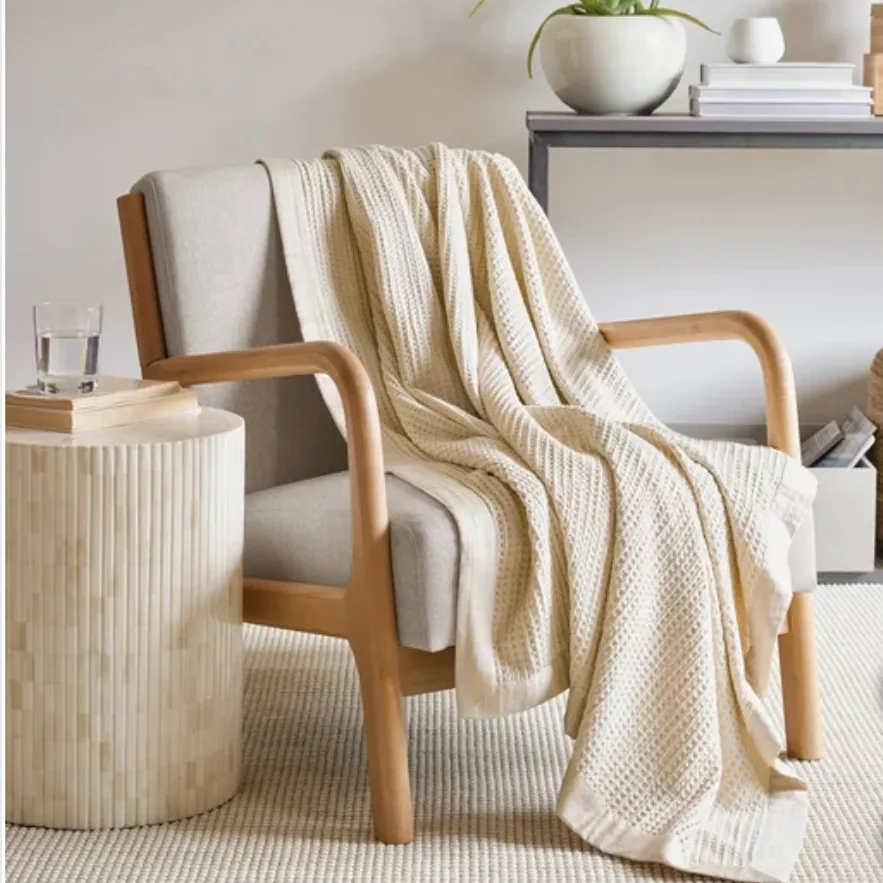 Jennifer Adams Cotton Waffle Throw Blanket - Kaedas