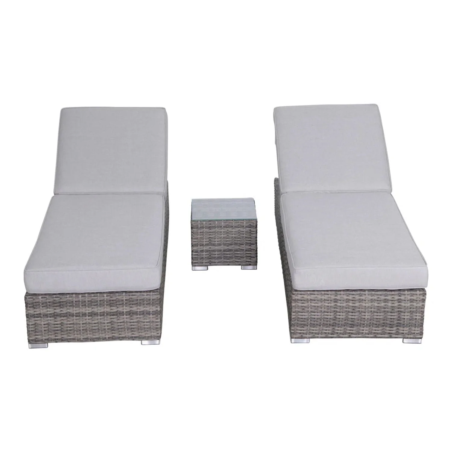 3 Piece Chaise Lounge Set With Adjustable Reclining - Gray Mix - Kaedas