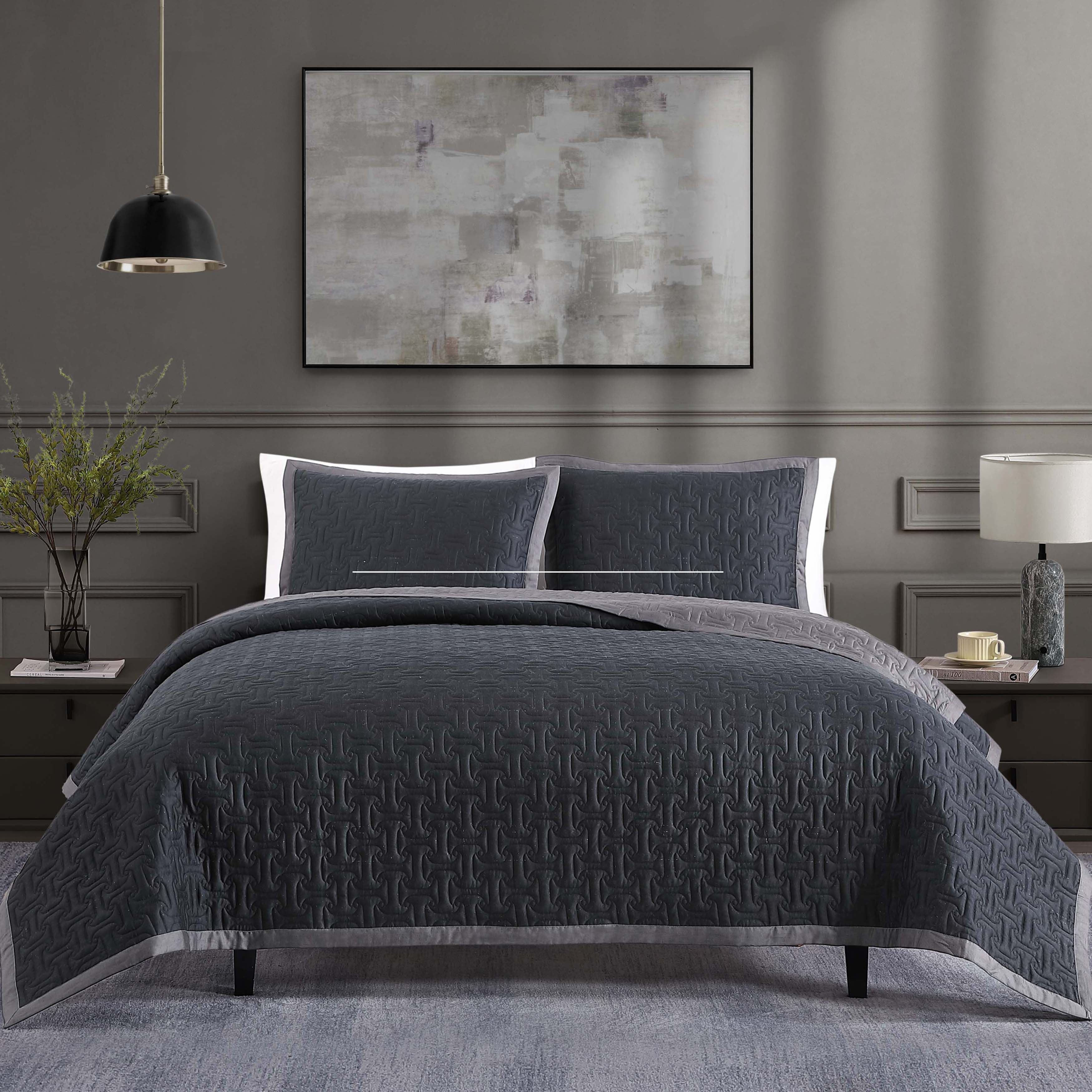 Bebejan 3 Piece Textured Quilted Coverlet Set - Kaedas