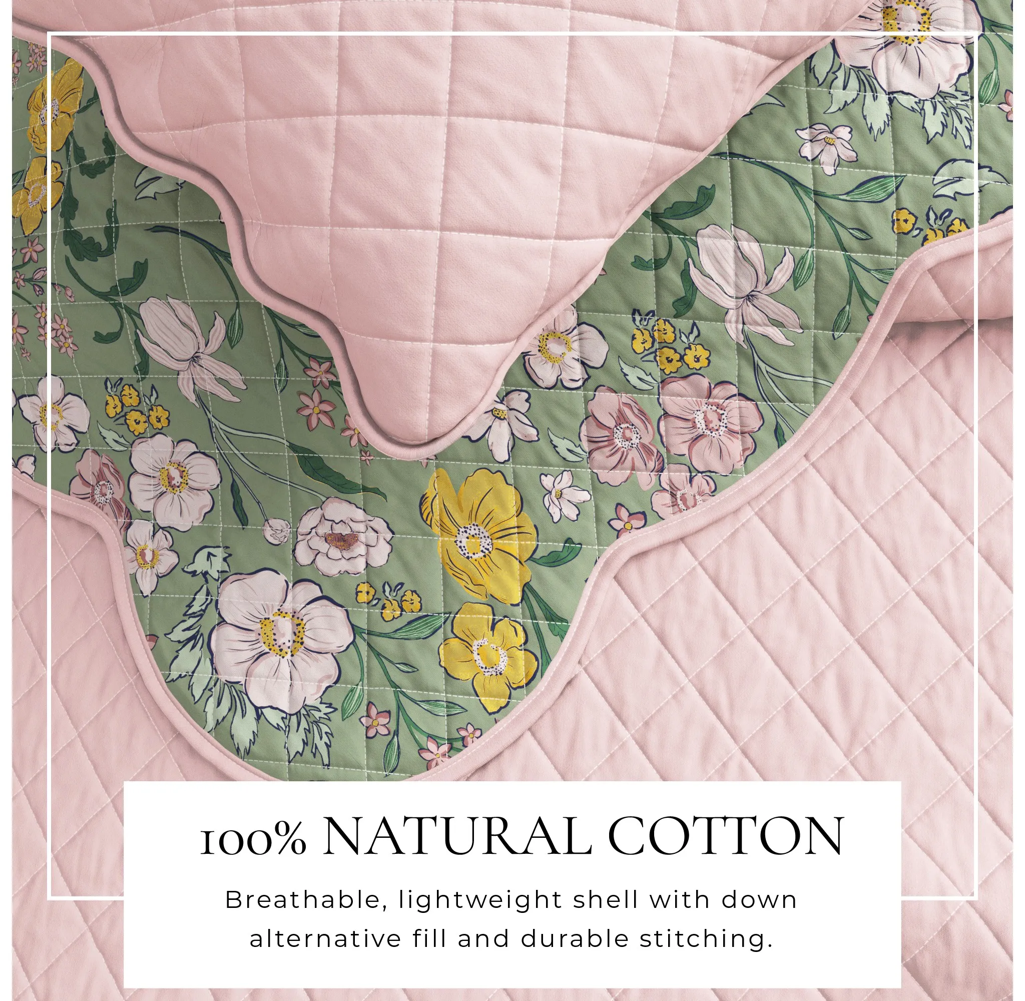 Reversible Floral Cotton Quilt Set - Twin / Twin XL - Kaedas