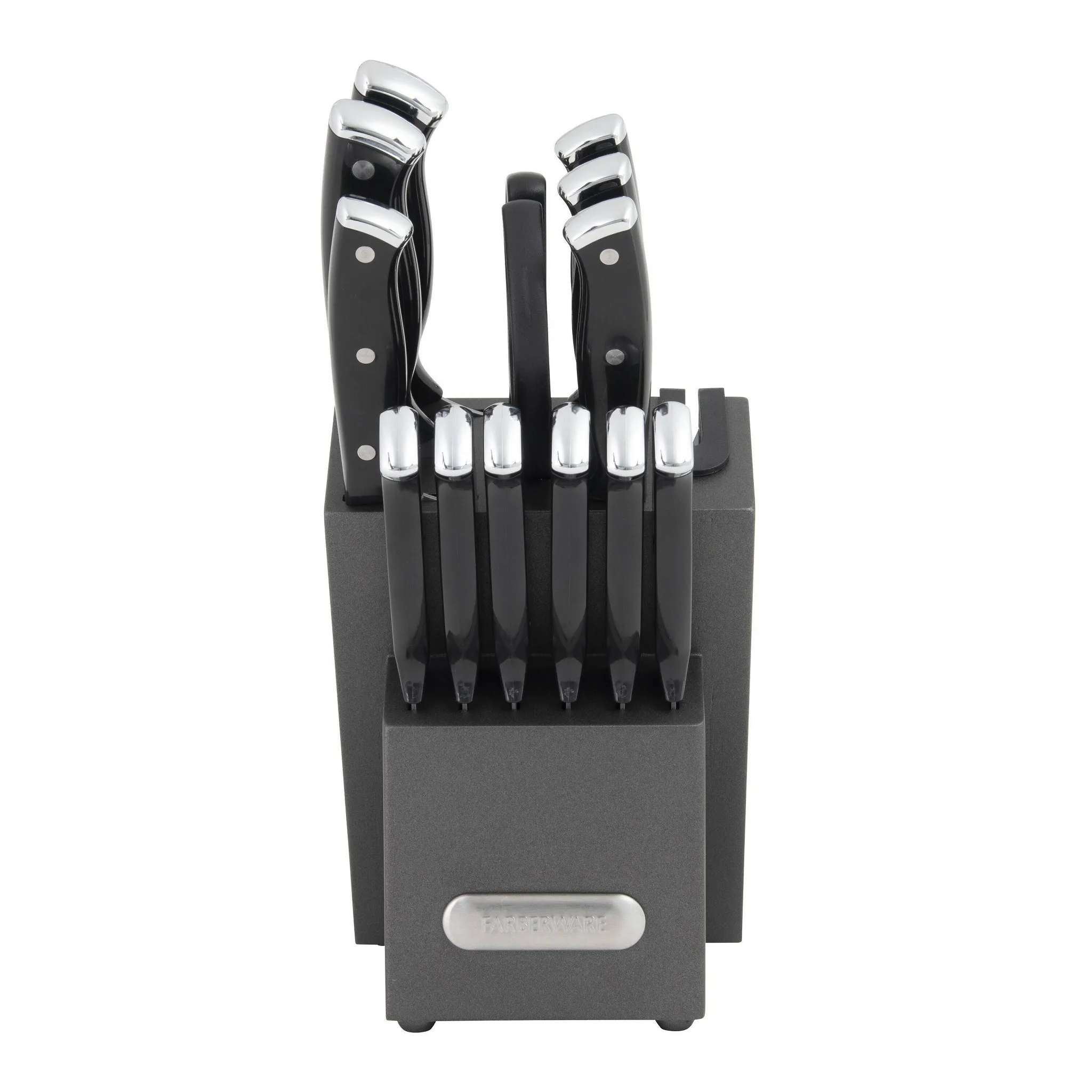 14pc Triple Rivet Knife Block Set with Edgekeeper Sharpener- Graphite - Kaedas