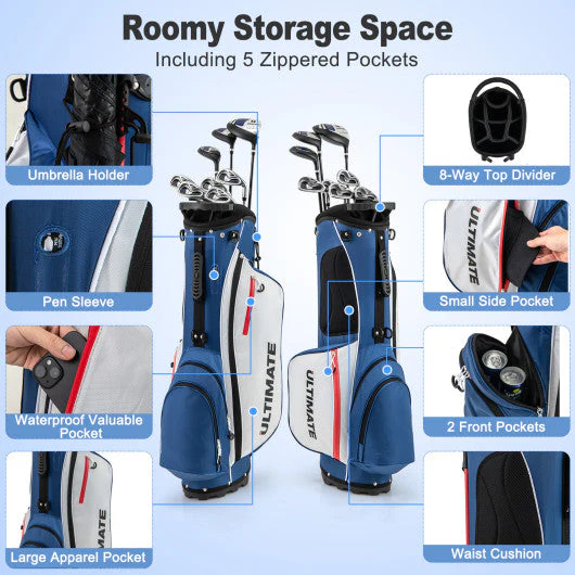 Men's Profile Complete Golf Club Package Set Includes 10 Pieces-Blue - Kaedas