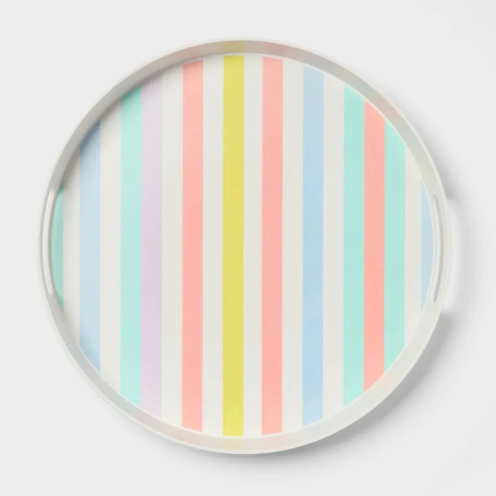 Striped Round Serving Tray - Kaedas