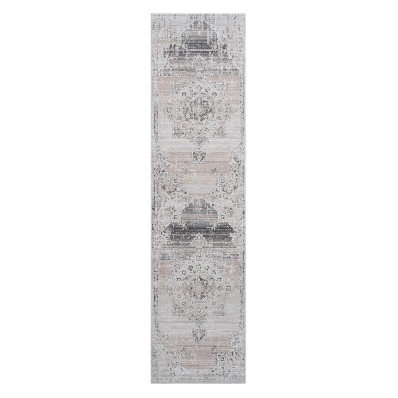 Naar 2x8 Traditional Stain-Resistant Area Rug with Cotton Backing, Medium Pile, Cream - Kaedas