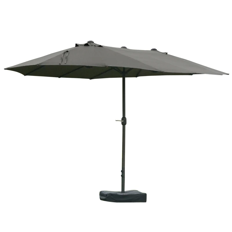 Outsunny Patio Umbrella 15' Steel Rectangular - Dark Gray - Kaedas