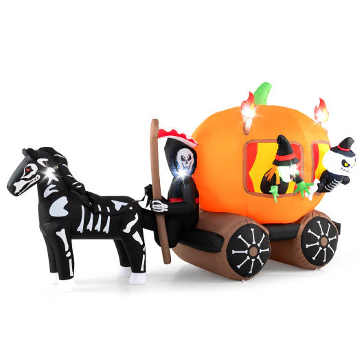 10.2 Feet Long Halloween Inflatable Carriage With Pumpkin and 2 Ghosts - Kaedas