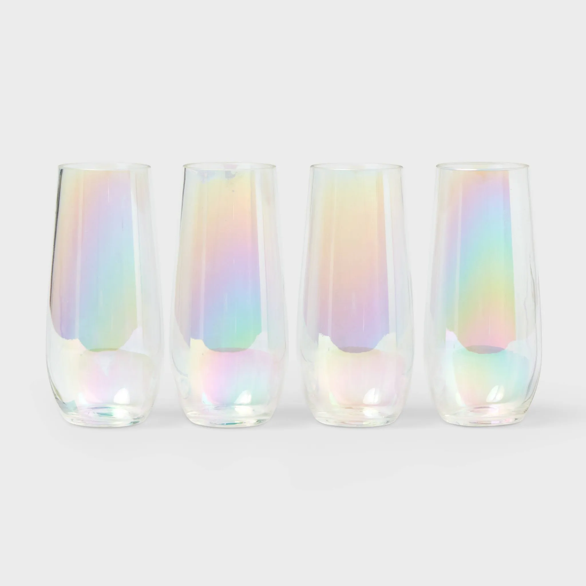 4pk 11 fl oz Stemless Champagne Iridiscent - Kaedas