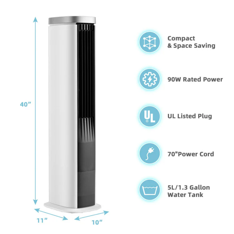 3-in-1 Portable Evaporative Air Cooler With Timer-White - Kaedas