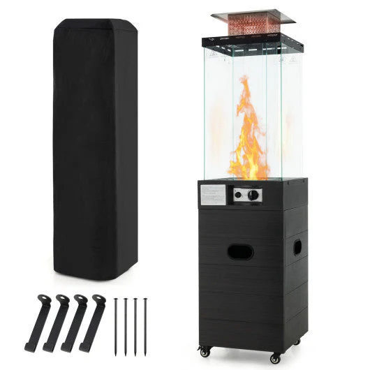 40000 BTU Patio Heater Outdoor Propane Gas Heater With Cover and Wheels-Black - Kaedas