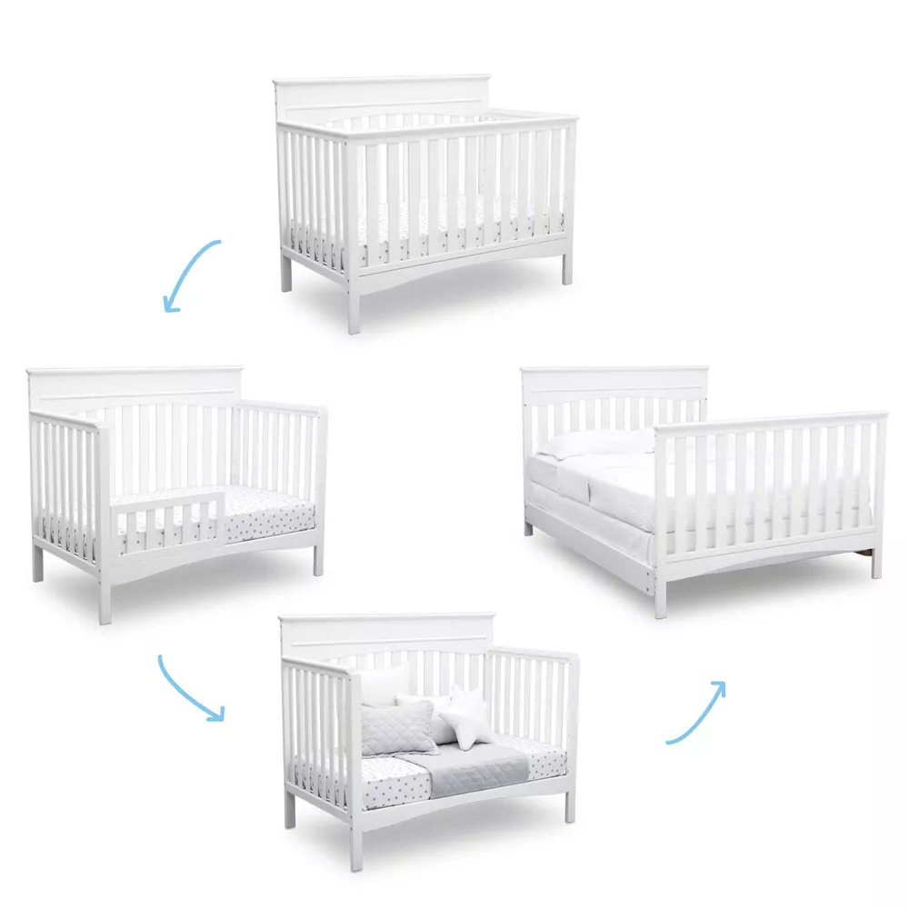 Delta Children Skylar 6-in-1 Convertible Crib - Bianca White - Kaedas