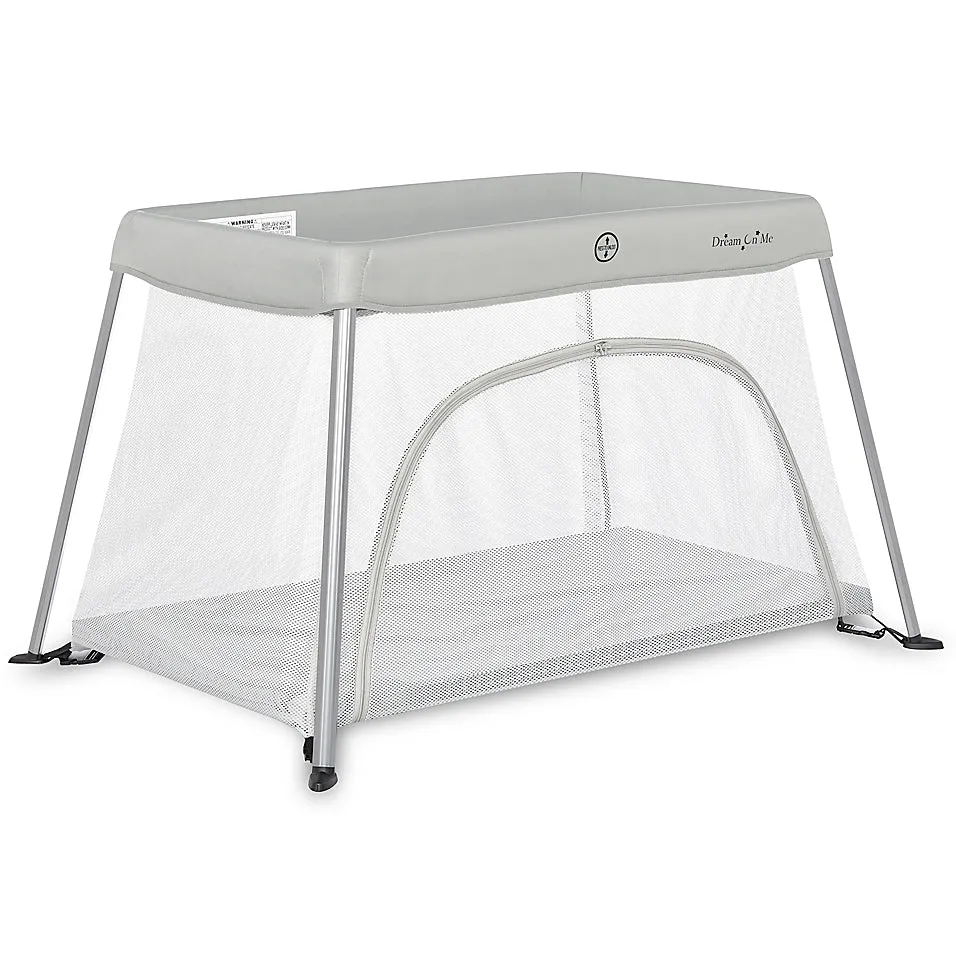 Travel Light Playard with Mesh Zipper - Grey - Kaedas